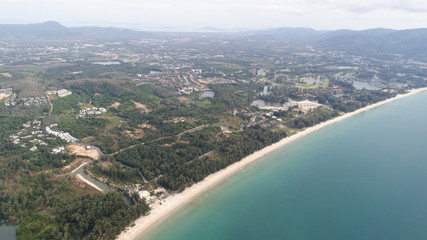 Fototapeta na wymiar Aerial view of Layan beach in Phuket, Thailand