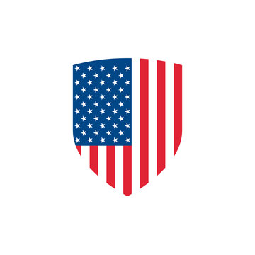 Vector shield with USA flag. USA shield icon