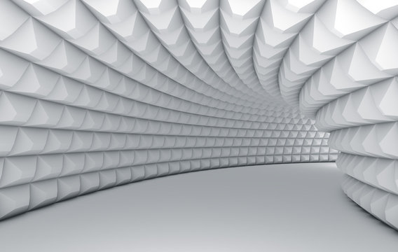 Fototapeta Streszczenie biały tunel z piramidy ściany teksturowane.