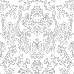 Monochrome seamless paisley vector pattern. Abstract  ornamental print