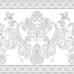 Seamless paisley pattern, decorative border for textile