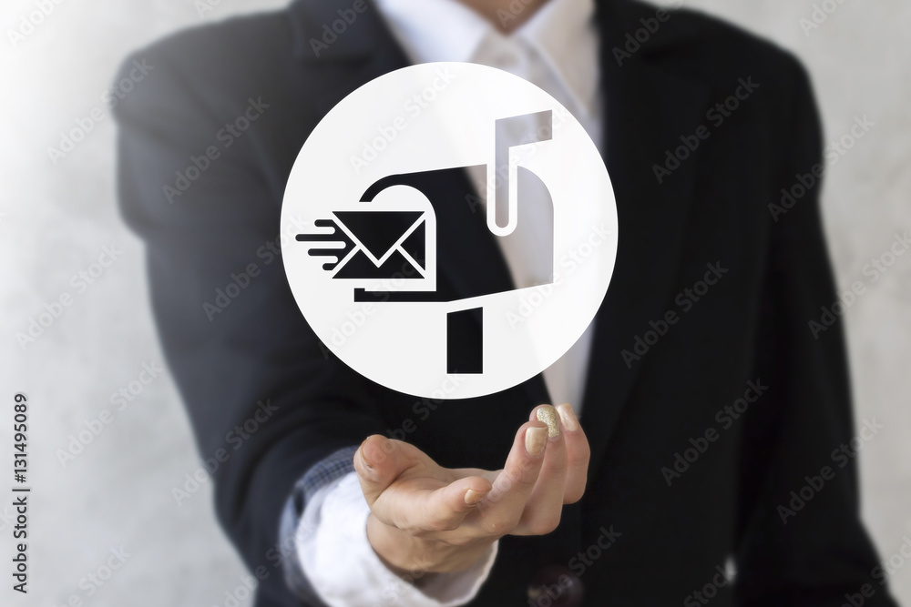 Poster mail box digital email marketing business web concept. communication social network post envelope e-