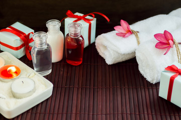 beautiful spa background with gift boxes