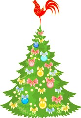 Christmas tree with rooster
