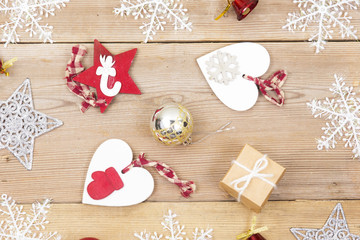 Christmas decoration on a wooden background