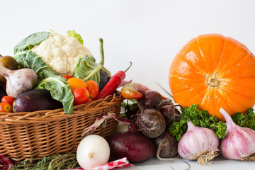 Fresh vegetables in Basket.