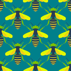 Vector seamless pattern with bee