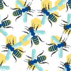 Bee seamless pattern background design