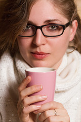 young woman drinking tea