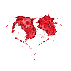 Red splashes in shape of heart