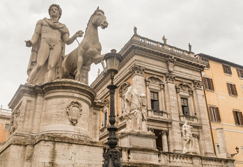 Fototapeta na wymiar One of the Dioscuri knights. Piazza del Campidoglio. Rome. Italy