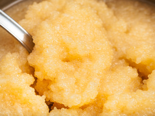 caviar of capelin fish with spoon in tin close up