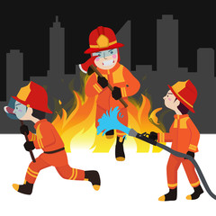 Fireman collection vector illustration