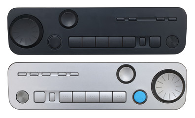 electronic devices control panels  from silver and black plastic