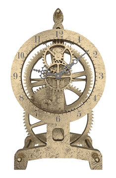 antique brass clock 3d rendering