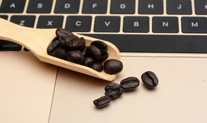 Coffee Beans on Wooden Spoon keyboard