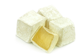 Traditional Turkish delight isolated on white background