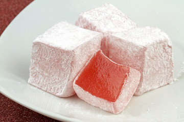 Traditional Turkish delight with rose aroma