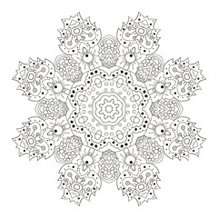 Mandala. Zentangl Coloring round ornament. Relax, meditation