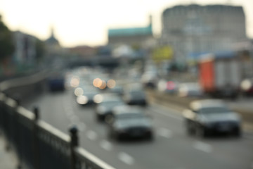 Blurred view of road with cars