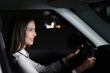 Beautiful girl driving a car