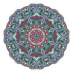 Mandala pattern. Round ornament for your creativity. Zentangl doodle pattern. Blue tone