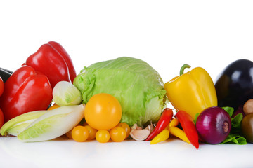Group of fresh vegetables on white background