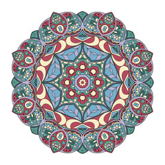 Mandala pattern. Round ornament for your creativity. Blue tone