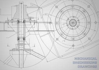 Mechanical engineering drawings. Vector background. Corporate Identity. Gray