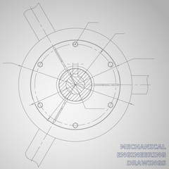 Mechanical engineering drawings. Engineering illustration. Corporate Identity. Gray