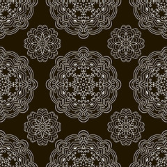 Black and white seamless doodle pattern, ethnic ornament. Hand drawn abstract background