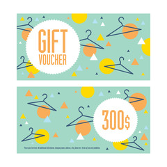 Gift voucher template. Both sides. Envelope size. 300 dollars value