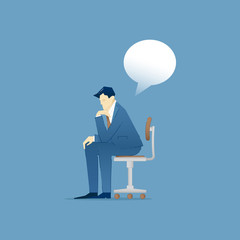 Business concept vector illustration of sitting and thinking bus