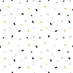 cute black silver gold confetti seamless vector pattern background illustration

