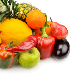 fruits and vegetables isolated on white background