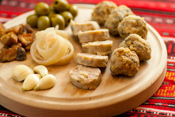 romanian christmas appetizer consist of various pork dishes 
