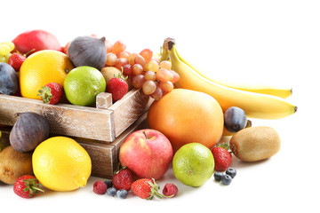 Ripe and tasty fruits isolated on a white