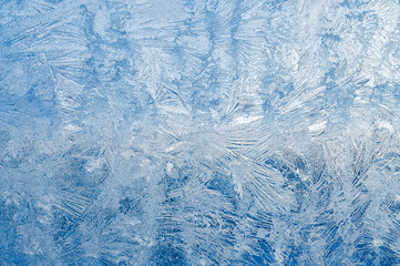 Frozen ice pattern on glass