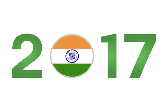 Year 2017 with India Flag