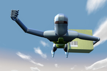 Fototapeta na wymiar Delivery air robot