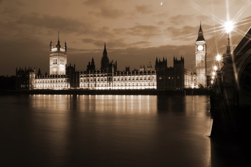 Obraz na płótnie Canvas Big Ben and Houses of Parliament at evening, London, UK