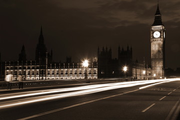 Fototapeta na wymiar Big Ben and Houses of Parliament at evening