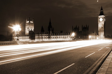 Fototapeta na wymiar Famous and Beautiful night view to Big Ben and Houses of Parliam