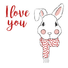 I Love You Card with Rabbit