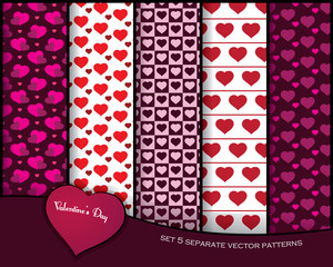 valentine pattern set with hearts - vector isolated background for design ( valentine's day )