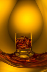 nice glass of cognac on the original reflection