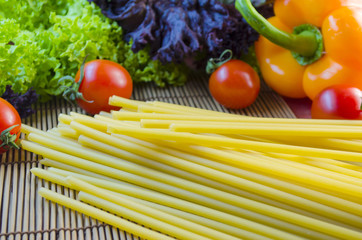 raw pasta and vegetables