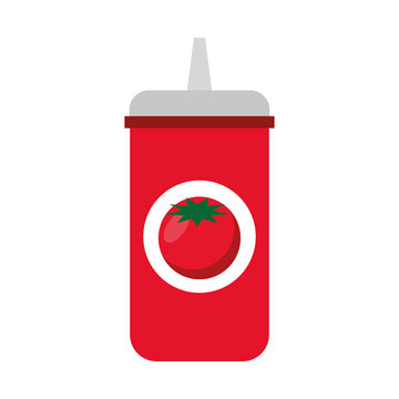 Ketchup Bottle Isolated Icon Vector Illustration Design