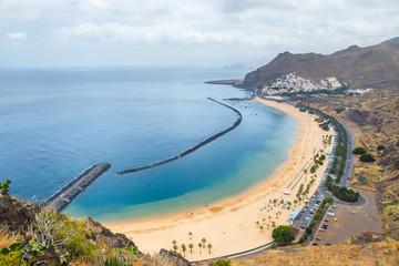 Aerial view on Teresitas beach near Santa Cruz,Tenerife, Canary islands, Spain