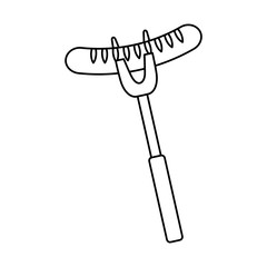 Roasting utensil with meat icon vector illustration design